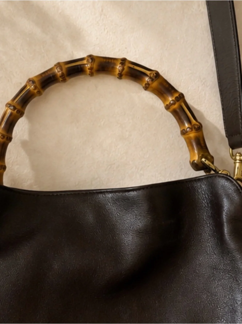Gucci brown & gold Bamboo Shoulder Bag